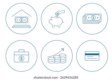 E-commerce and Payment Vector Graphics . money icon set. containing cash, saving, wallet, transfer, withdraw icons. 