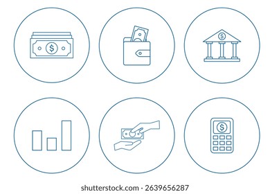 E-commerce and Payment Vector Graphics . money icon set. containing cash, saving, wallet, transfer, withdraw icons. 