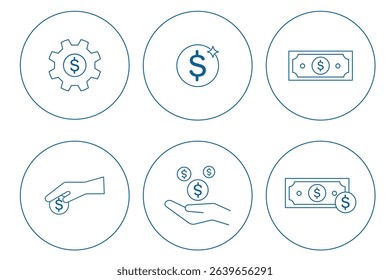 E-commerce and Payment Vector Graphics . money icon set. containing cash, saving, wallet, transfer, withdraw icons. 
