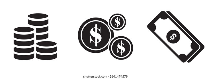E-commerce and Payment Vector Graphics . money icon set. containing cash, saving, wallet, transfer, withdraw icons.