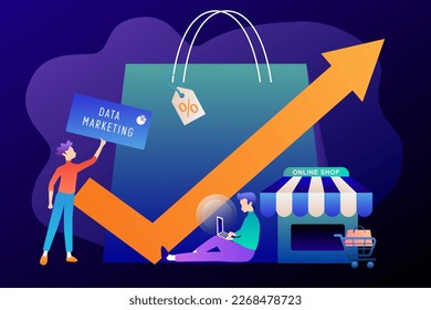E-commerce platform abstract infographic concept vector illustration background. online shopping, smart retail, social media post, increase sales, data marketing, business presentation.