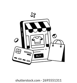 Plataforma de comercio electrónico para la venta de productos digitales Iconos vectoriales
