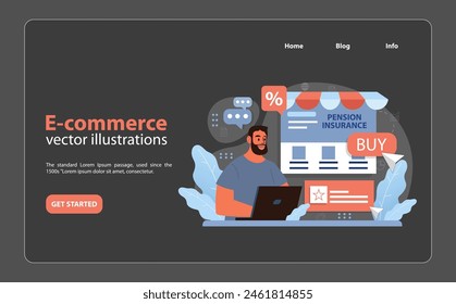 E-commerce Platform Dynamics. A satisfied shopper utilizes online deals, symbolizing the ease and convenience of modern digital purchasing. Flat vector illustration.