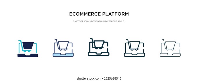 ecommerce platform icon in different style vector illustration. two colored and black ecommerce platform vector icons designed in filled, outline, line and stroke style can be used for web, mobile,