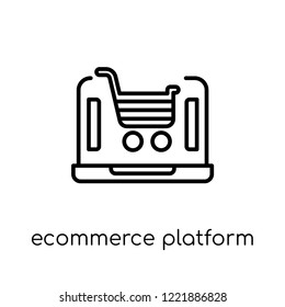 ecommerce platform icon. Trendy modern flat linear vector ecommerce platform icon on white background from thin line general collection, editable outline stroke vector illustration
