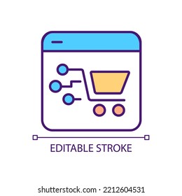 Ecommerce platform RGB color icon. Online store creating. Kind of website. Selling products. E commerce. Isolated vector illustration. Simple filled line drawing. Editable stroke. Arial font used