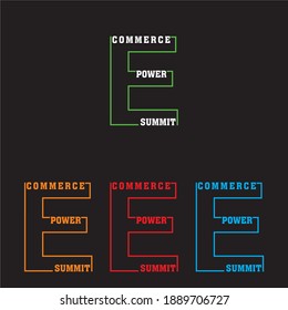 E-COMMERCE POWER GIPFEL Logo Design.  Vektorzeichen für Ihre Visitenkarte und Markenvorlagen auf schwarzem Hintergrund.