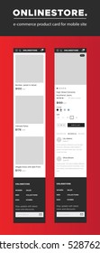 E-commerce product card for mobile website. Flat and simple design ux/ui kit for for onlineshop on red background