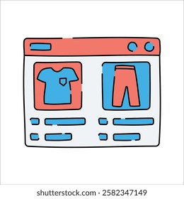 Ecommerce Product Page, A webpage displaying clothing items, representing an online shopping site.