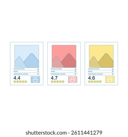 E-commerce product rating system concept. Helping customers choose quality items through reviews and feedback. Product ratings provide a digital experience for users and build trust. Flat design.