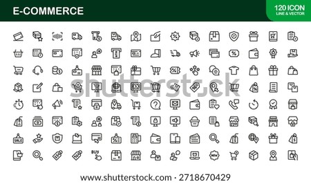 E-Commerce Professional Line Icon Set with modern minimal designs, unique vector illustrations, and clean outlines for premium digital projects and branding