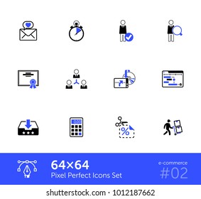 E-commerce and project management icons. Pixel Perfect icons 64x64. 