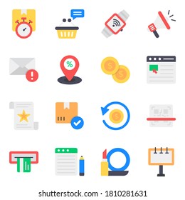 Ecommerce and Promotion Flat Icons Set 