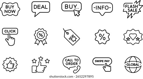 E-Commerce Promotion and Sales Badge Icons for Online Store Conversion Boost.
