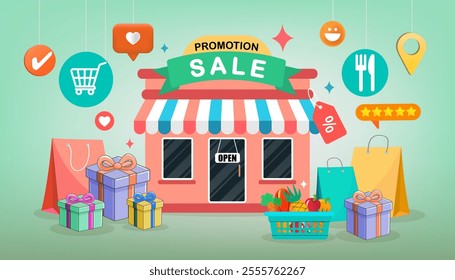 E-commerce, Promotions and Discounts, Discount codes and banners like "SALE 50%" or coupon illustrations., Create themed sets like delivery icons or promotional graphics., Vector and illustration,