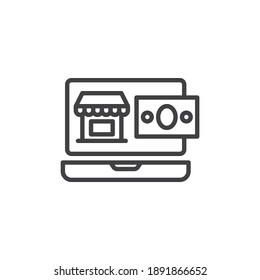 Icono de línea de compra de Ecommerce. signo de estilo lineal para concepto móvil y diseño web. Icono de vector de esquema de pago de compras en línea. Símbolo, ilustración del logotipo. Gráficos vectoriales