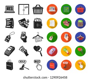 E-commerce, Purchase and sale black,flat icons in set collection for design. Trade and finance vector symbol stock web illustration.
