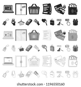 E-commerce, Purchase and sale cartoon icons in set collection for design. Trade and finance vector symbol stock web illustration.