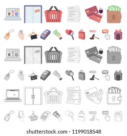 E-commerce, Purchase and sale cartoon icons in set collection for design. Trade and finance vector symbol stock web illustration.