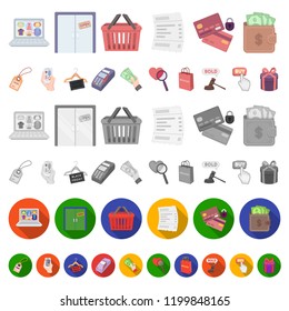 E-commerce, Purchase and sale cartoon icons in set collection for design. Trade and finance vector symbol stock web illustration.