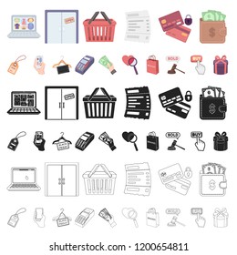 E-commerce, Purchase and sale cartoon icons in set collection for design. Trade and finance vector symbol stock web illustration.