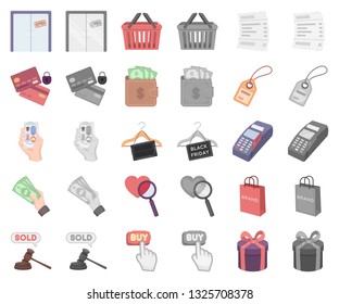 E-commerce, Purchase and sale cartoon,monochrom icons in set collection for design. Trade and finance vector symbol stock web illustration.