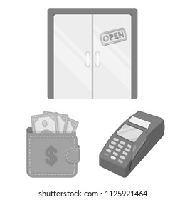 E-commerce, Purchase and sale monochrome icons in set collection for design. Trade and finance vector symbol stock web illustration.
