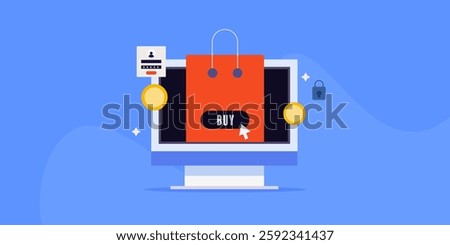 eCommerce purchase, eCommerce sales conversion optimization, Lead generation, Sales page optimization - vector illustration background with icons