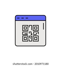 E-commerce QR code, web site, page color vector icon.