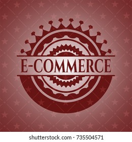 e-commerce realistic red emblem