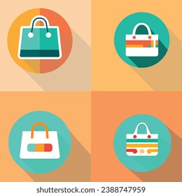 E-Commerce Related Vector Icon. Set of Shopping bags illustration in flat style