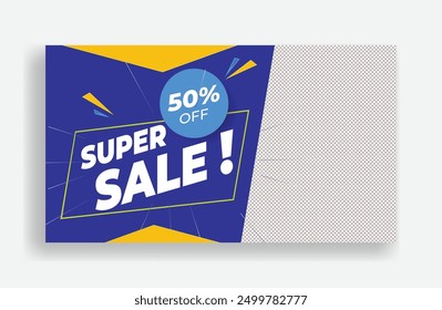 Ecommerce and retail sale discount offer banner template for website advertisement design