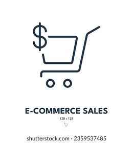 E-commerce Sales Icon. Purchase, Store, Online. Editable Stroke. Simple Vector Icon