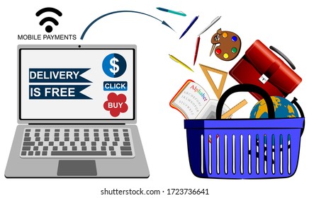 E-commerce and sales marketing concept, online product purchase, credit card, SEO concept. Purchase of goods for training. 