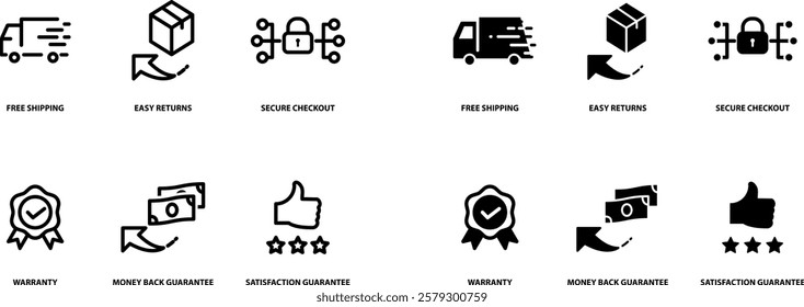 E-commerce security  icon set , vector illustration