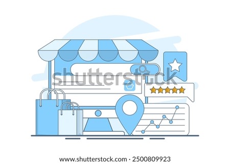 E-commerce seo audit concept with website ranking, e-commerce SEO for search engine optimization on commercial website pages. Digital marketing strategy, analytics in e-commerce traffic growth.