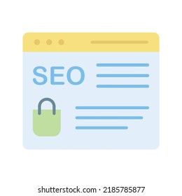 Ecommerce SEO icon vector image. Can also be used for Search Engine Optimization. Suitable for mobile apps, web apps and print media.