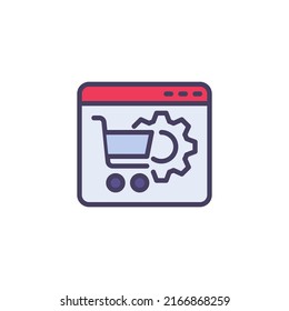 E-commerce service filled outline icon, line vector sign, Online shopping service linear colorful pictogram isolated on white. Symbol, logo illustration. Vector graphics