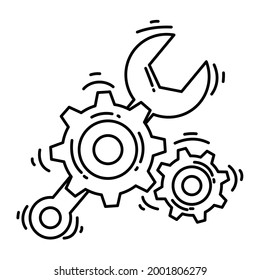 E-commerce service. hand drawn icon set, outline black, doodle icon, vector icon design.