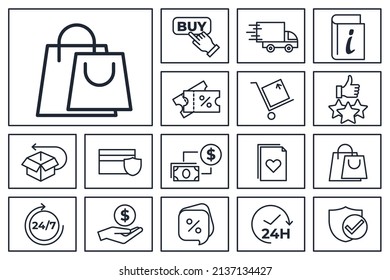 E-commerce set icon symbol template for graphic and web design collection logo vector illustration