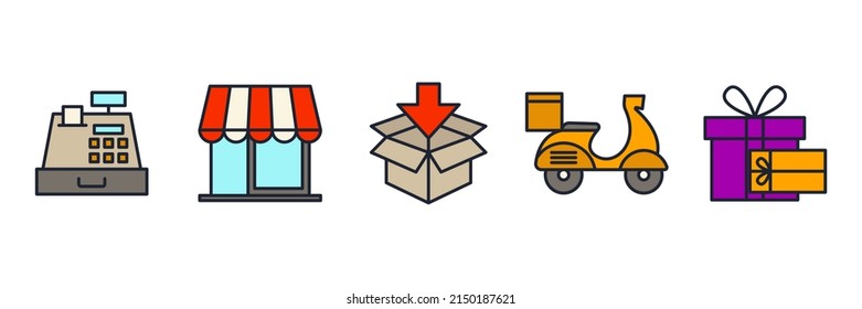 E-commerce set icon symbol template for graphic and web design collection logo vector illustration