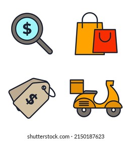 E-commerce set icon symbol template for graphic and web design collection logo vector illustration