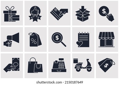 E-commerce set icon symbol template for graphic and web design collection logo vector illustration