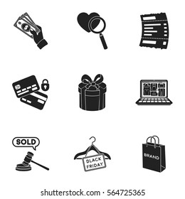 E-commerce set icons in black style. Big collection of e-commerce vector symbol stock illustration
