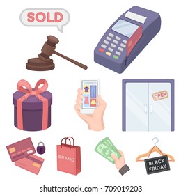 E-commerce set icons in cartoon style. Big collection of e-commerce vector symbol stock illustration