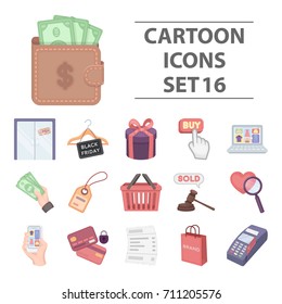 E-commerce set icons in cartoon style. Big collection of e-commerce vector illustration symbol.
