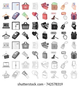 E-commerce set icons in cartoon style. Big collection of e-commerce vector illustration symbol.