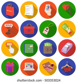 E-commerce set icons in flat style. Big collection e-commerce vector symbol stock illustration