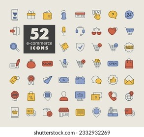 E-commerce set vector icons shopping and online. Graph symbol for your web site design, logo, app, UI