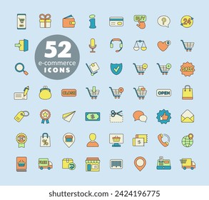 E-commerce set vector icons shopping and online. Graph symbol for your web site design, logo, app, UI